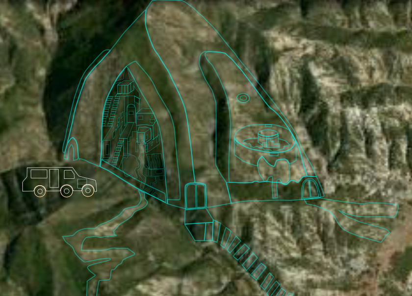 In the hills of the same Google Earth satellite mapping image is a FIMIOL of the Temple of these Eluhiym.